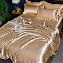 A/B Double-Sided Color Bedding Set Silky Satin Duvet Cover Bed Sheet Pillowcase Luxury Bedsheet King Queen Double Twin Size
