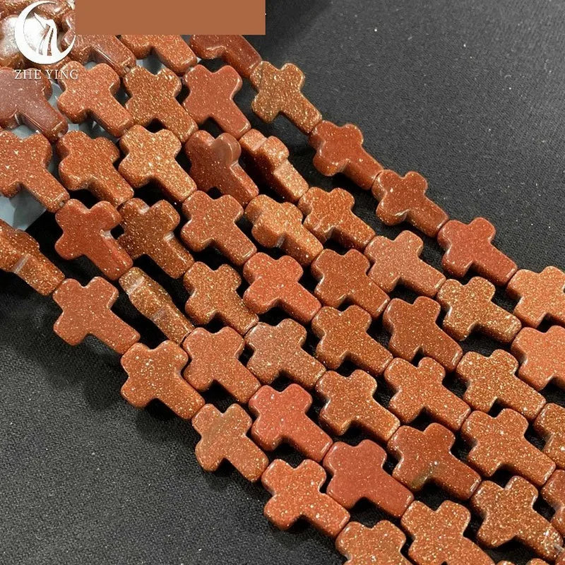 12x16x5mm Natural Stone Cross Loose Beads Semi-Precious Agate DIY Necklace Pendant Jewelry Making Accessories Wholesale