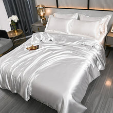 A/B Double-Sided Color Bedding Set Silky Satin Duvet Cover Bed Sheet Pillowcase Luxury Bedsheet King Queen Double Twin Size