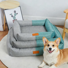 Pet Bed Square Linen Washable Cat Bed Dog Sofa Cushion with Removable Zipper Cover All Seasons