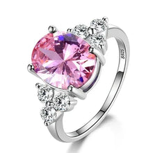 925 Sterling Silver Zircon Rings With White Pink Light Blue Champagne Zircon Oval Stone  Fashion Jewelry  Party Gifts For Women