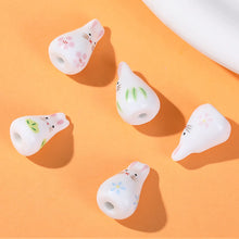 19x12mm 5pcs/set Hand Painted Little Rabbit Ceramic Beads Charm Cartoon Animals Loose DIY Bracelets Earrings Necklace Porcelain