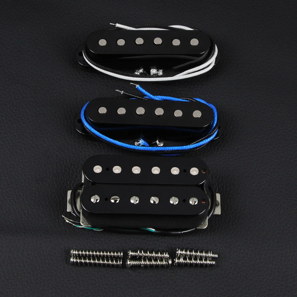 FLEOR HSS Alnico 5 Guitar Pickups Set Humbucker + Single Coil Pickup Staggered for SSH ST Guitar Parts