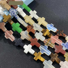 12x16x5mm Natural Stone Cross Loose Beads Semi-Precious Agate DIY Necklace Pendant Jewelry Making Accessories Wholesale