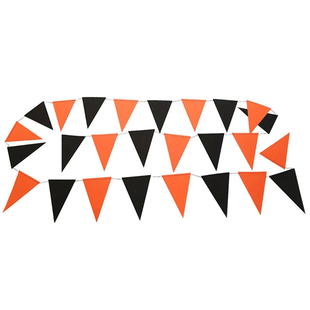 3M Halloween Black Orange Fabric Bunting Pennant Flags Banner Garland Home Halloween Party DIY Decoration