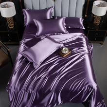 A/B Double-Sided Color Bedding Set Silky Satin Duvet Cover Bed Sheet Pillowcase Luxury Bedsheet King Queen Double Twin Size