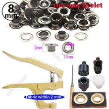 5/8mm Brass Eyelets with Multifunctional Pliers Kit Leather Grommet Round Eye Rings for Shoes Bag Belt Scrapbooking