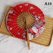 1 Piece Chinese Flower Pattern Round Bamboo Handheld Fan With Tasse Portable Folding Fan Wedding Dance Fan Home Party Decor