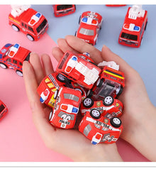 6Pcs Cartoon Mini Pull Back Fire Truck Police Car Toys for Birthday Party Favors Campus rewards Gift