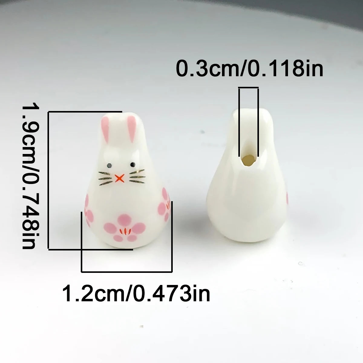 19x12mm 5pcs/set Hand Painted Little Rabbit Ceramic Beads Charm Cartoon Animals Loose DIY Bracelets Earrings Necklace Porcelain