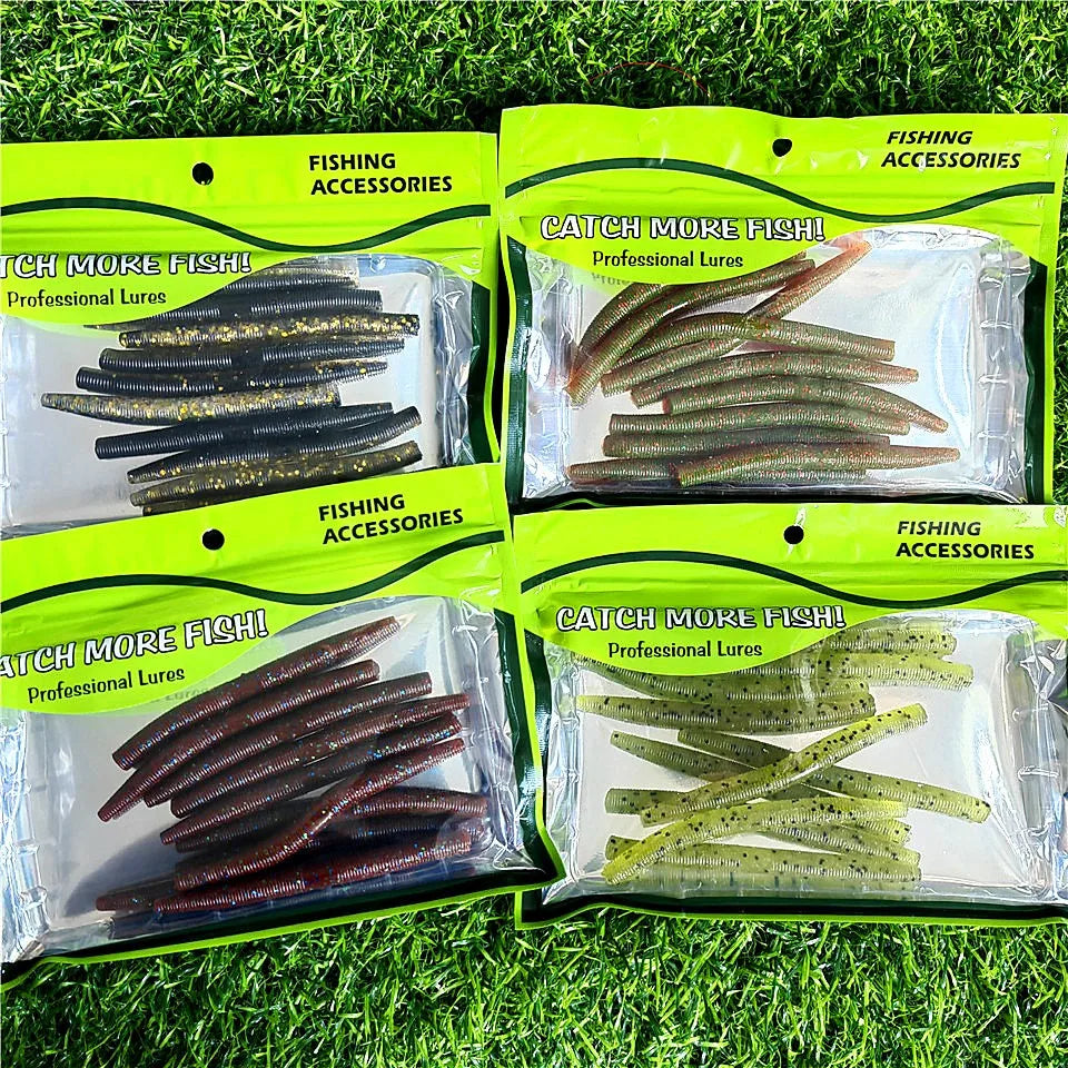 SWOLFY 40pcs High Density Senko Soft Fishing Lure Worm Baits 80mm 3g 105mm 5.5g Wacky Rig For Bass Fsihing Tackle
