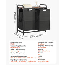 SucceBuy Laundry Sorter Large Laundry Hamper with Metal Frame Freestanding Storage Organizer Baskets for Dirty Clothes, Bathroom