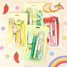 New Product Set: Creative Series of Cute Stationery Sets with Vegetables and Fruits, Including Gel Pens, Rulers, Eraser Keychains, Utility Knives, Cutting Scissors, High-Quality Study Supplies, Student Reward Gifts, DIY Journ
