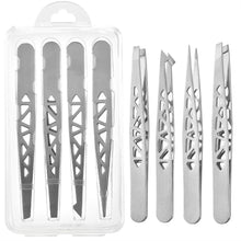 Tweezers Set 3-4pcs Premium Stainless Steel Eyebrow Precision Sharp Tip Tweezers for Body Ingrown and Facial Hair Removal