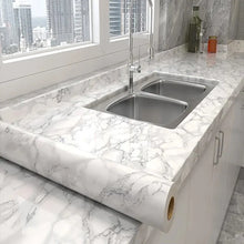 40cm Marble Waterproof Oil Resistant Mildew Proof Self-Adhesive PVC Wall Sticker for Cabinets Kitchen Countertops Wallpaper
