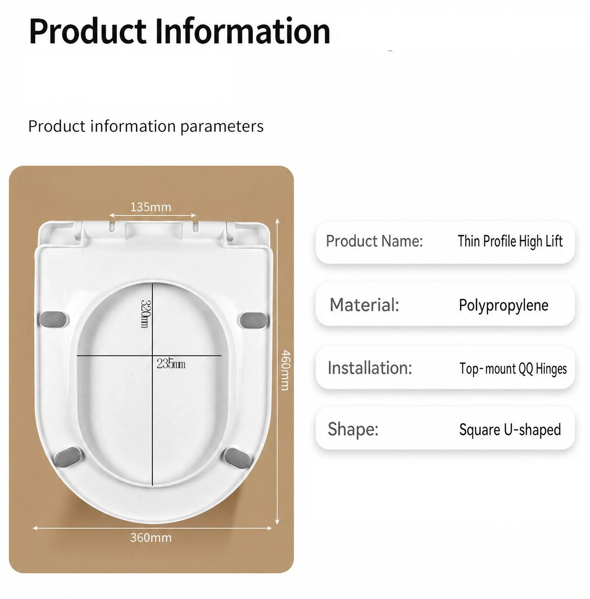 U-Shape Toilet Seat Lid Slow Close Anti-Bacterial Easy to Clean Removable Soft PP Material Strong Pressure Toilet Seat Covers