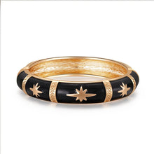 Luxury Vintage Black White Oil Drop Wide Metal Bracelet for Women Girl Autumn Winter Retro Bangle HUANZHI 2025 NEW