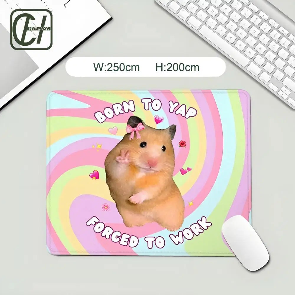 Funny Office Hamster Team Mouse Pad HYBXX Coding Hamster Selfie Desk Mat, Non-Slip Gaming Mouse Pad for Developer Office Decor
