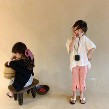 Girls T-shirt Children's Fashion T-shirt 2025 Summer New Style Back Fork Design T-shirt Baby Fashion Casual Short Sleeve Top