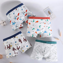 4Pcs/Lot Boys Cotton Boxer Briefs Teenager Cartoon Print Soft Children Panties Dinosaur Polar Bear Car Toddler Kids Underwear