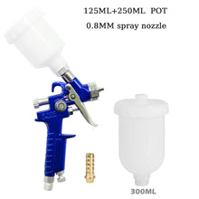 0.8mm/1.0mm Nozzle H-2000 Professional HVLP Mini Paint Spray Gun Airbrush +250ML Plastic Pot Used for Paint Spraying