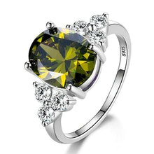 925 Sterling Silver Zircon Rings With White Pink Light Blue Champagne Zircon Oval Stone  Fashion Jewelry  Party Gifts For Women