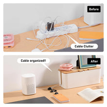 Large Cable Management Box – Wooden Style Cord Organizer and Cover for TV Wires, Computer, USB Hub and Under Desk Power Strip –