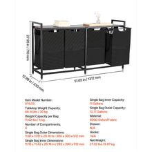 SucceBuy Laundry Sorter Large Laundry Hamper with Metal Frame Freestanding Storage Organizer Baskets for Dirty Clothes, Bathroom