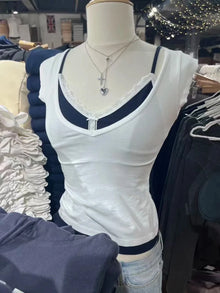 Mint Green V-neck Sleeveless T-shirts Women Summer Simple Fairy Style Slim Cotton Crop Tops Vintage Sweet Preppy Style Vests Y2K