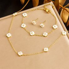 DIEYURO 316L Stainless Steel Pearl Butterfly Flowers Necklace Bracelet Earrings Suit Women New Trend Non-fading Jewelry Set Gift
