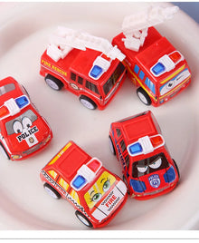 6Pcs Cartoon Mini Pull Back Fire Truck Police Car Toys for Birthday Party Favors Campus rewards Gift