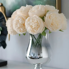 YO CHO 5pc Big Peony Artifcial Silk Flower Wedding Bouquet Decor White Peony Home Display Fake Flower Pack Heart Peony Pink Rose