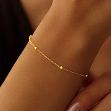 925 Sterling Silver Bright Round Golden Bead Bracelet For Women Anniversary Party Fashion High Quality Fine Jewelry Gifts