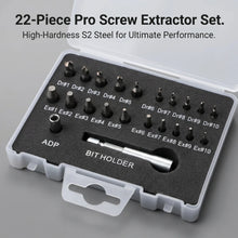 Screw Extractor Set 22pc S2 Steel Damaged Stripped Screw Remover Kit with Drill Bits and Case for Broken Bolts