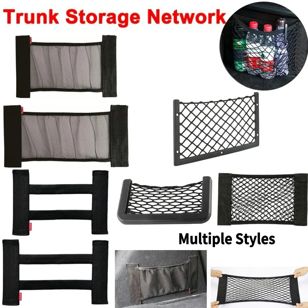 Car Back Rear Trunk Storage Net Pocket Trunk Seat Back Bag Elastic Storage Bag Auto Organizer Net Universal Storage Bag
