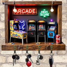 2D Flat, 1pc, Retro Arcade Style Key Hook Wooden Multifunctional Home Key Rack with Four Metal Hooks, Wall Decoration, Porch