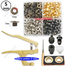 5/8mm Brass Eyelets with Multifunctional Pliers Kit Leather Grommet Round Eye Rings for Shoes Bag Belt Scrapbooking