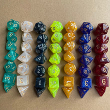 7PCS New Starry Glitter DND Dice Set, D4/D6/D8/D10/D12/D20 Polyhedral RPG Dice for Tabletop Games, Board Game Accessories