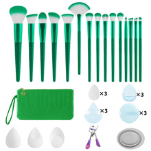 33Pcs All In One Makeup Tools Set 15 Brushes Beauty Sponges Powder Puff Eyelash Curler With Storage Bag For Full Face Makeup