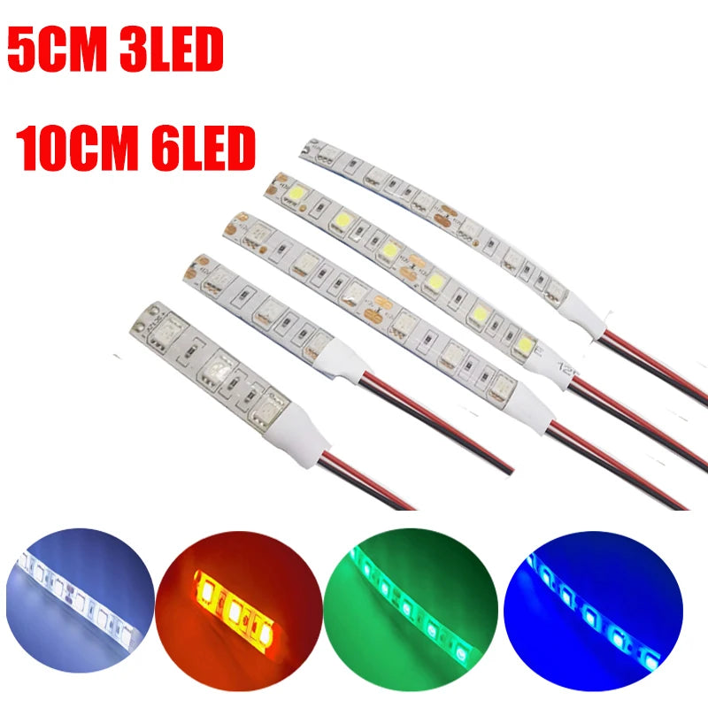 5pcs DC12V 5050 10cm 6leds 5cm 3led Strip Light Waterproof Led Tape Flexible Strip Light Tira Home Decor Lamp Car Lamp
