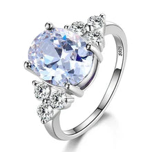 925 Sterling Silver Zircon Rings With White Pink Light Blue Champagne Zircon Oval Stone  Fashion Jewelry  Party Gifts For Women