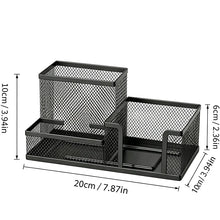 Mesh Desk Organizer Office Supplies Caddy with Pencil Holder and Storage Baskets for Desktop Accessories, 3 Compartments, Black