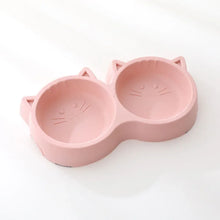 Cat Feeder Accessories Pet Supplies Pet Cat Double Bowl Material Cartoon Cat Face Shape Food Water Feeding Bowl Non-slip Puppy