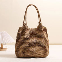 Fashion Straw Tote Bag Woven Solid Color Beach Bag Large Capacity Square Casual Shoulder Bag Women Handbag Bolsa Feminina