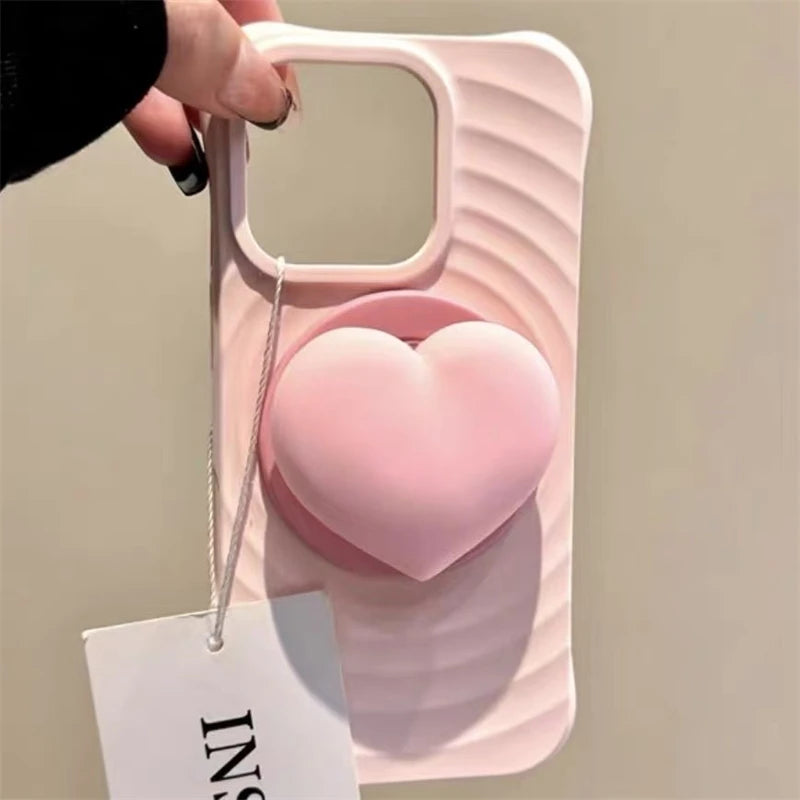 Love Heart Cute Cartoon For Magsafe Phone Magnetic Griptok Stand For iPhone Funny Foldable Wireless Charging Case Holder
