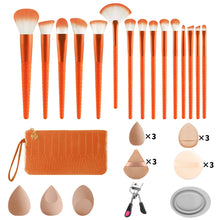 33Pcs All In One Makeup Tools Set 15 Brushes Beauty Sponges Powder Puff Eyelash Curler With Storage Bag For Full Face Makeup