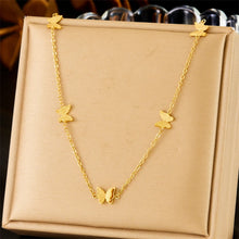 MEYRROYU 316L Stainless Steel Golden Frosted Butterfly Necklace Earrings For Women 2024 New Trend Fashion Jewelry Set Party Gift