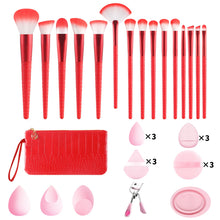 33Pcs All In One Makeup Tools Set 15 Brushes Beauty Sponges Powder Puff Eyelash Curler With Storage Bag For Full Face Makeup
