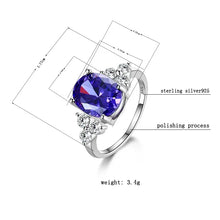 925 Sterling Silver Zircon Rings With White Pink Light Blue Champagne Zircon Oval Stone  Fashion Jewelry  Party Gifts For Women