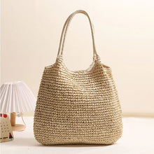 Fashion Straw Tote Bag Woven Solid Color Beach Bag Large Capacity Square Casual Shoulder Bag Women Handbag Bolsa Feminina